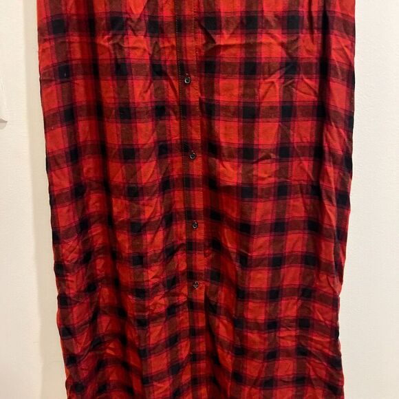Mossimo Women Red Shirt Dress M Plaid Button Up Sleeveless N-Neck Gorpcore Vtg - Picture 6 of 11